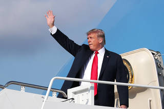 President Trump boards Air Force One for travel to Tennessee from Joint Base Andrews, Maryland