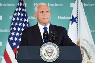 US Vice President Mike Pence delivers speech on Trump administrations policy towards China at Hudson Institute think-tank