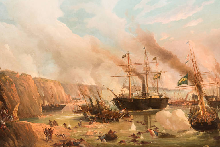 Combate Naval do Riachuelo, pintura do artista italiano Edoardo de Martino  