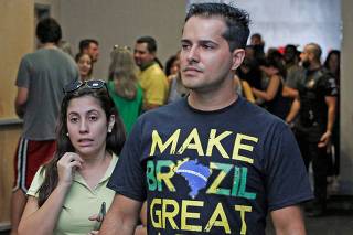 Brazilian citizen votes for President at a polling station in Orlando, Florida