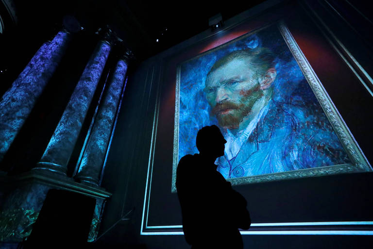 Orphee Cataldo, conceptor of the projected images based on paintings of Vincent Van Gogh and displayed during the press day at the exhibition "The Van Gogh: the immersive experience", is seen in Brussels