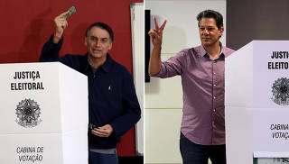 FILE PHOTO: A combination of file photos shows presidential candidates Jair Bolsonaro and Fernando Haddad