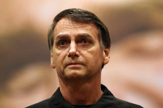Presidential candidate Jair Bolsonaro is pictured during a news conference in Rio de Janeiro