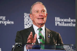 FILE PHOTO: Former New York City Mayor Michael Bloomberg speaks at the Bloomberg Global Business forum in New York