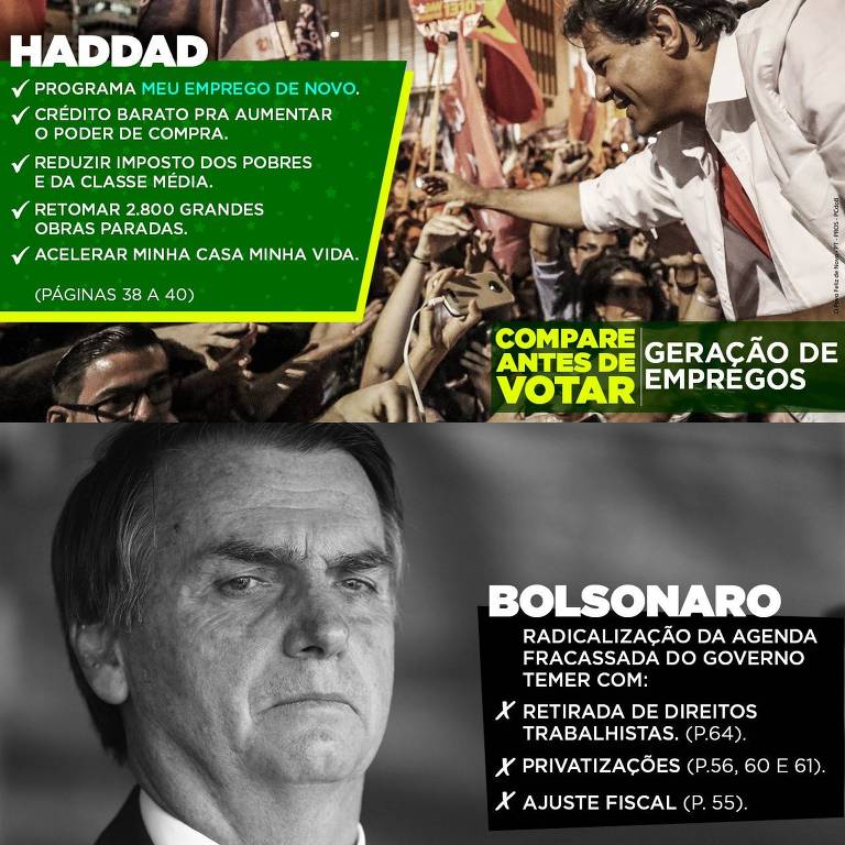 Panfleto petista com propostas de Haddad e crÃ­ticas a Bolsonaro 