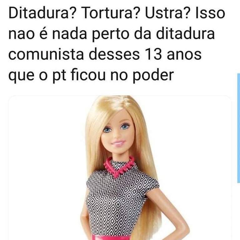 imagens da barbie se espalharam na rede com a boneca fazendo proselitismo