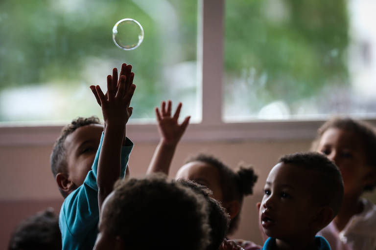 Alunos da creche Kandinsky, na zona sul de SP