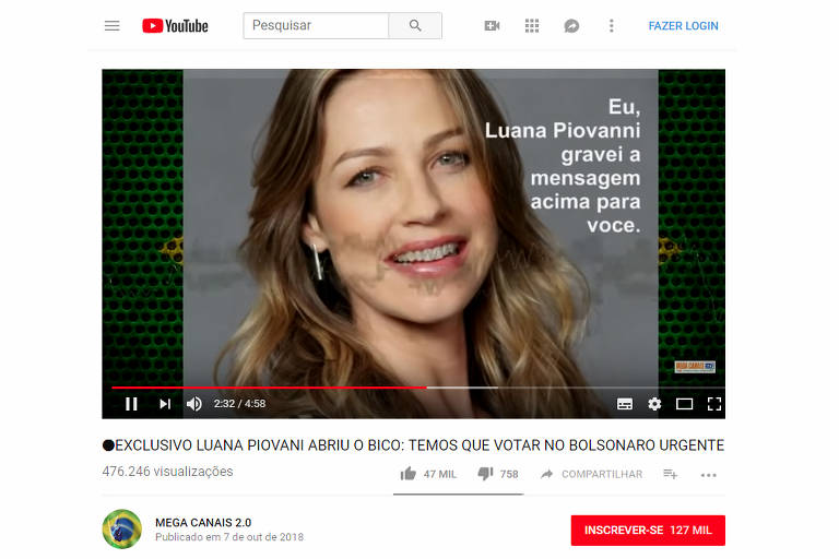 Áudios de apoio a Jair Bolsonaro atribuídos à Luana Piovani e compartilhados no WhatsApp e no YouTube são falsos