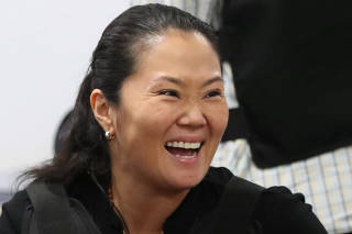 Keiko Fujimori, daughter of former president Alberto Fujimori and leader of the opposition in Peru, is seen in court after her detention as part of an investigation into money laundering, in Lima