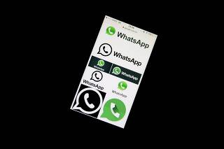 Illustration photo shows Whatsapp App logos on a mobile phone in Sao Paulo