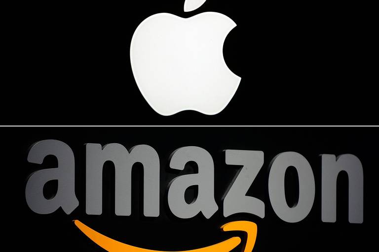 Logos de Amazon e Apple; empresas negam intrusão chinesa por chips em seus aparelhos