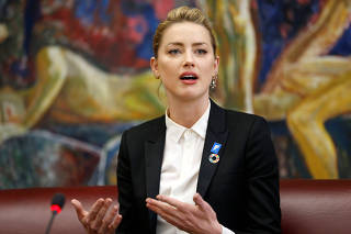 American actress Amber Heard speaks about her human rights experiences in Geneva