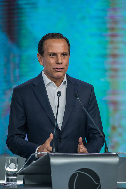 O candidato João Doria (PSDB-SP) durante o debate para Governadores do Estado de São Paulo, na Rede Record
