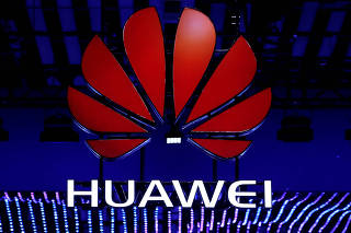 FILE PHOTO: The Huawei logo is seen during the Mobile World Congress in Barcelona