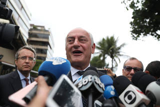 Italian ambassador to Brazil, Antonio Bernardini, speaks to the media after a meeting with Brazil's President-Elect Jair Bolsonaro in Rio de Janeiro