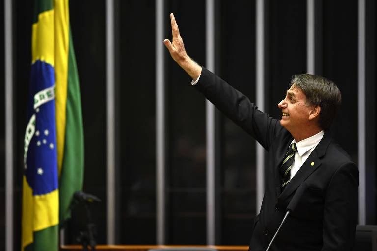 O presidente eleito, Jair Bolsonaro (PSL), durante sessão no Congresso que celebrou os 30 anos da Constituição