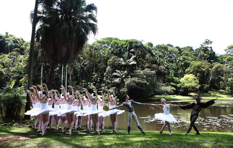 São Paulo, 22/10/2018  CULTURA  Elenco da São Paulo Companhia da Dança posa para fotos de divulgação do espetáculo Lago dos Cisnes, no Jardim Botânico em São Paulo. Foto: Mônica Bento/Folhapress