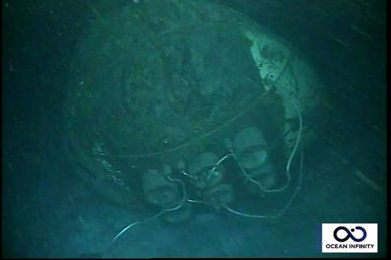 Imagem feita pela empresa Ocean Infinity mostra destroços do San Juan no fundo do mar