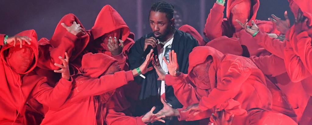 Kendrick Lamar durante o Grammy, em janeiro de 2018