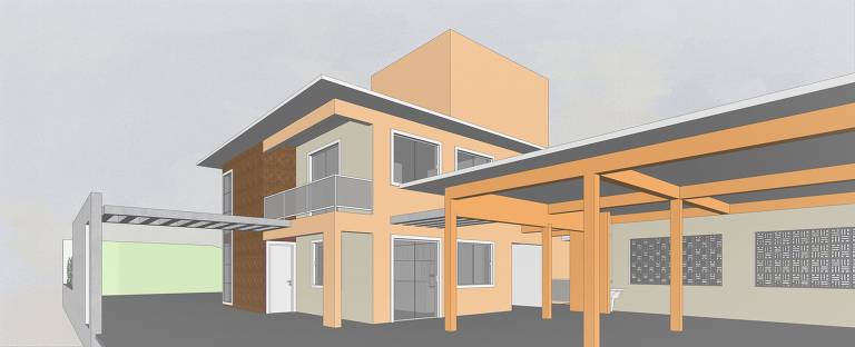 Projeção em 3D da casa do casal Cleinice e Edel, atingidos pela tragédia de Mariana, que será construída em nova área de Bento Rodrigues 