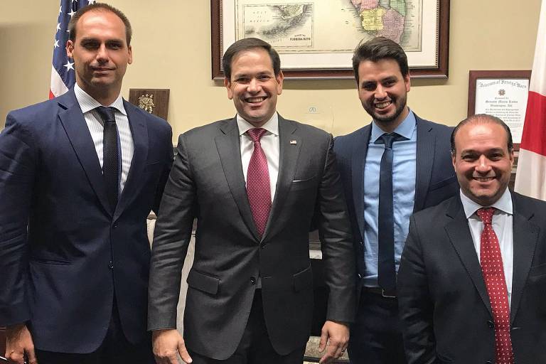 Deputado federal Eduardo Bolsonaro se encontra com senador republicano Marco Rubio