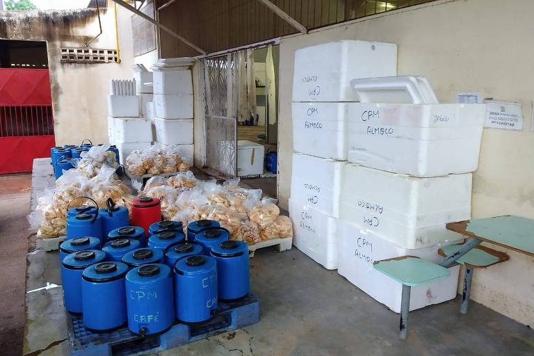 Galpão com comida, objeto dos desvios de recursos investigados pela PF em Boa Vista (RR) Divulgação - 29.nov.2018/PF