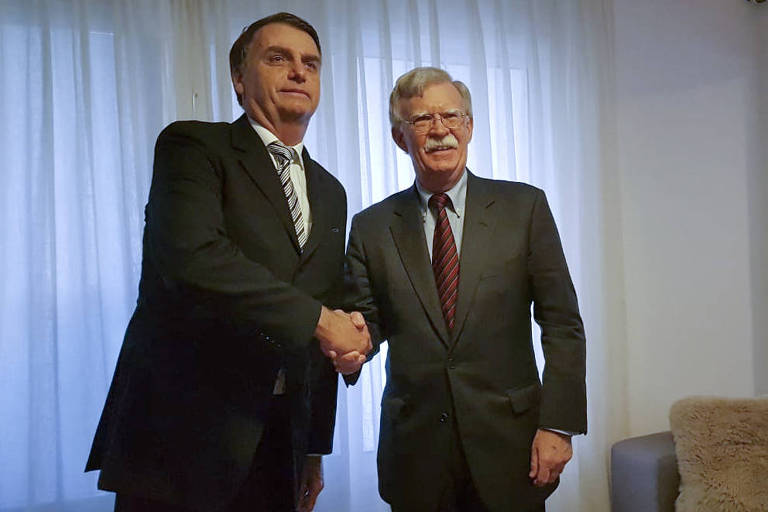 O presidente eleito, Jair Bolsonaro, e o assessor de Segurança Nacional dos EUA, John Bolton, no Rio
