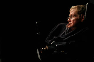 FILE PHOTO: Theoretical physicist Stephen Hawking addresses a public meeting in Cape Town