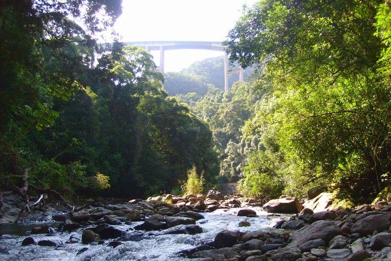 Rio Passareúva, no núcleo Itutinga-Pilões, que faz parte do Parque Estadual da Serra do Mar, em São Paulo