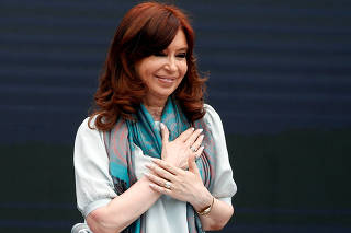 Former Argentine President Cristina Fernandez de Kirchner attends a meeting of the World Forum of Critical Thought in Buenos Aires