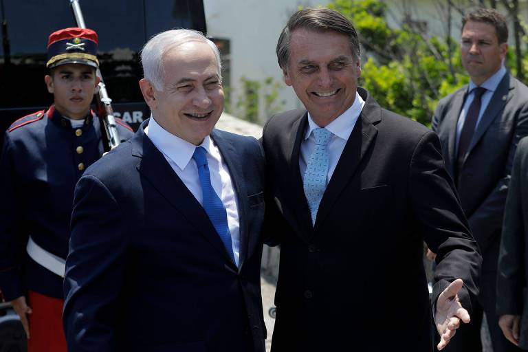 Binyamin Netanyahu e Jair Bolsonaro, no Rio, durante visita do premiê israelense ao país, em dezembro do ano passado 