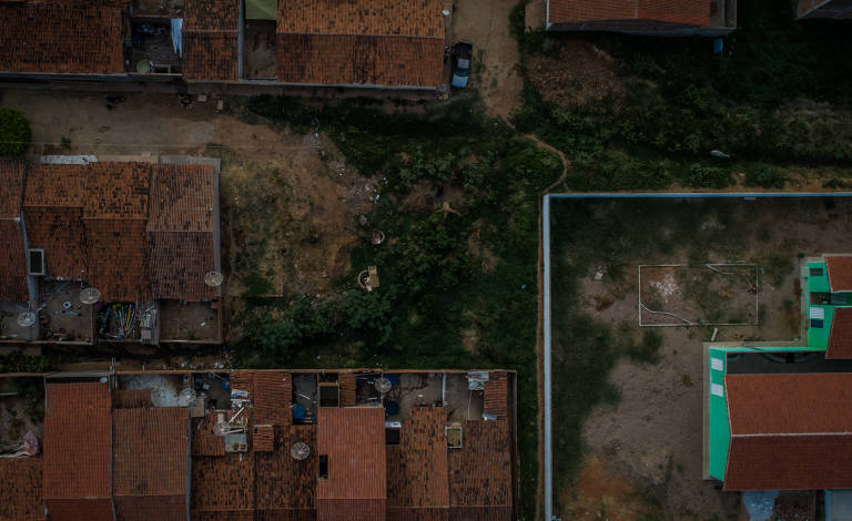 Vista aérea de São José de Caiana (PB), onde 0,7% das casas tem o seu esgoto sanitário adequado, segundo o IBGE