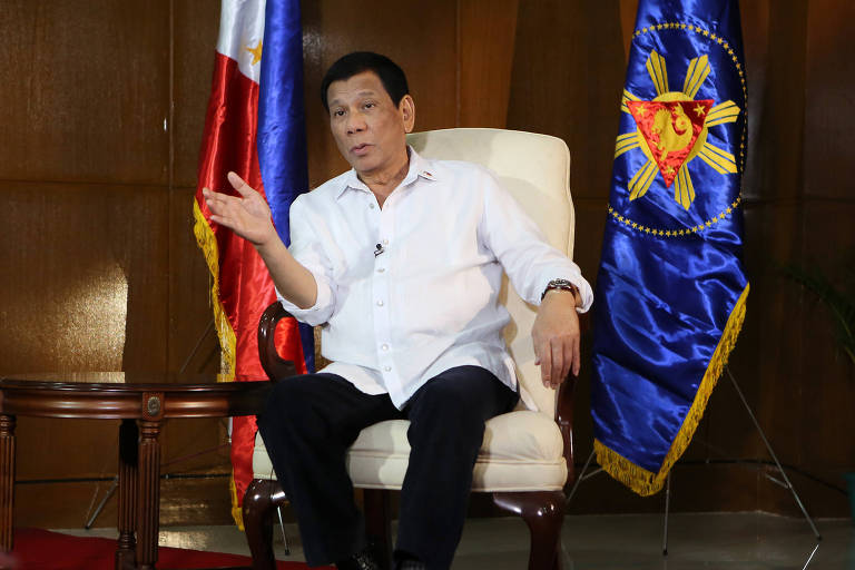 O presidente das Filipinas, Rodrigo Duterte, durante entrevista coletiva na capital, Manila 