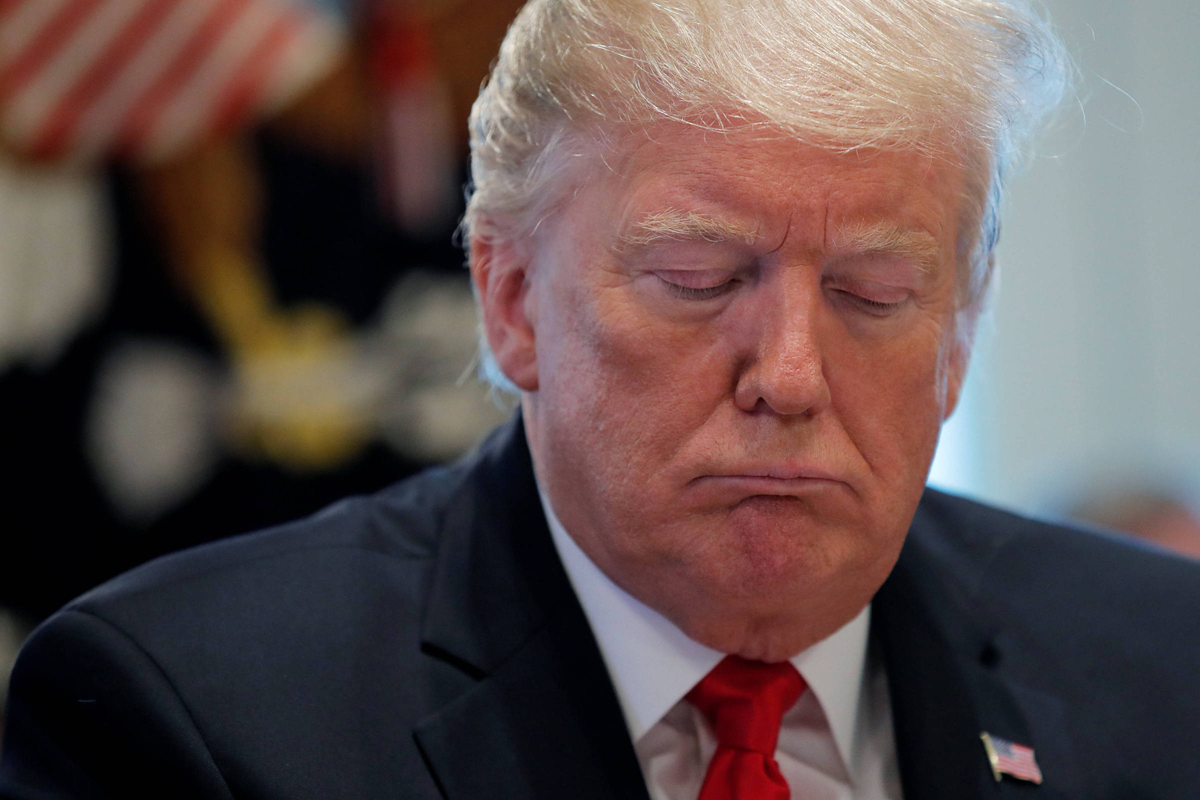 O presidente americano Donald Trump durante reunião na Casa Branca