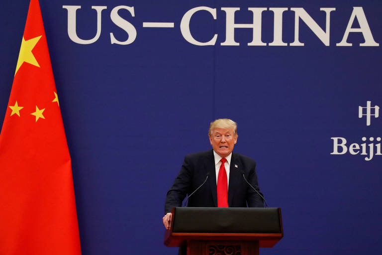 O presidente americano, Donald Trump, discursa em Pequim