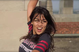 Alexandria Ocasio-Cortez dances in a video shot in Boston Massachusetts