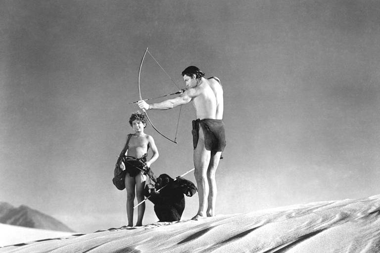 Johnny Sheffield (Boy), Chita e Johnny Weissmuller (Tarzan) em ação