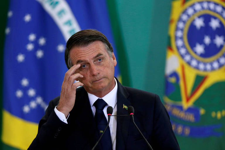 O presidente do Brasil, Jair Bolsonaro, durante evento no Palácio do Planalto