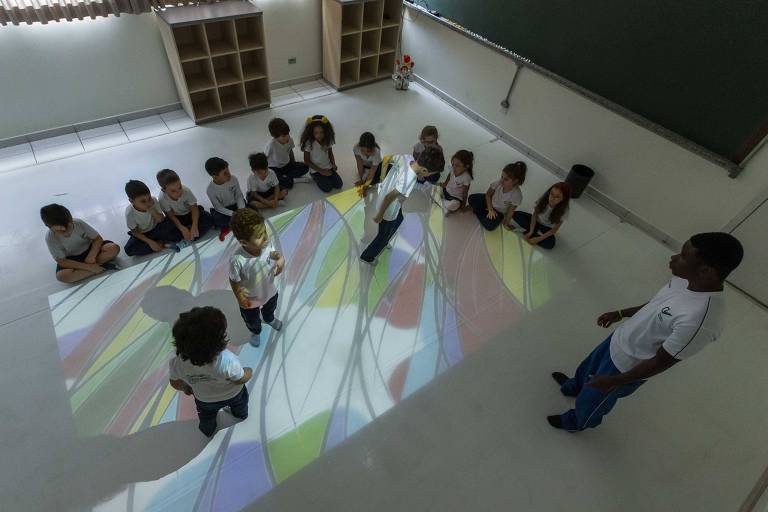 Aula de educação infantil no colégio São Vicente de Paula é dada de acordo com as novas regras da Base Educacional Curricular, que coloca as crianças no centro das atenções e não mais como um objeto a ser cuidado