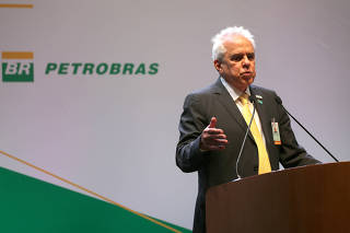FILE PHOTO: Castello Branco, the new CEO of Brazil's state-run oil company Petrobras, delivers a speech at a ceremony marking his taking over the firm, in Rio de Janeiro