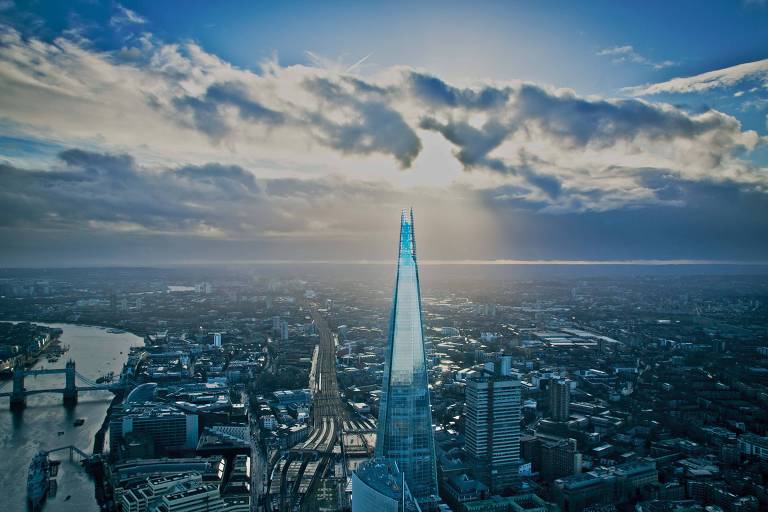 A torre Shard, em Londres, de 72 andares