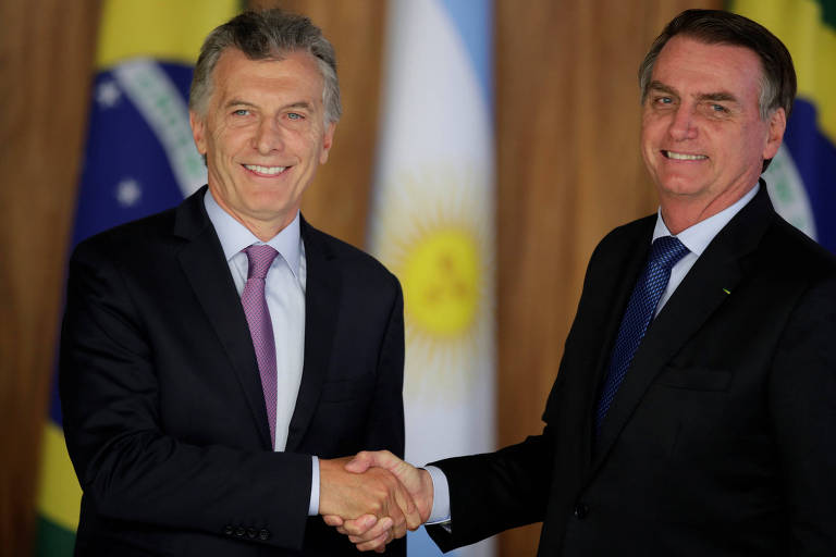 Bolsonaro e o presidente argentino, Mauricio Macri, em Brasília 