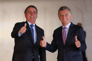 Bolsonaro recebe o presidente argentino Maurício Macri em Brasília