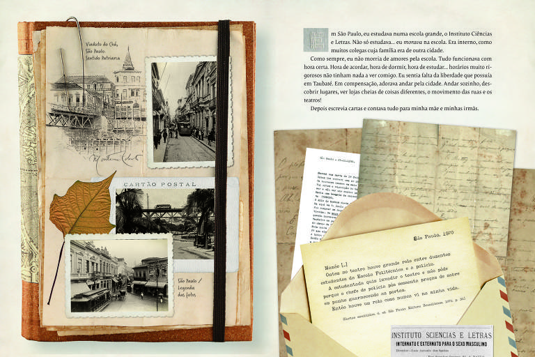 Ilustração de biografia juvenil de Monteiro Lobato, escrita por Lilia Schwarcz e Marisa Lajolo (ed. Companhia das Letrinhas)