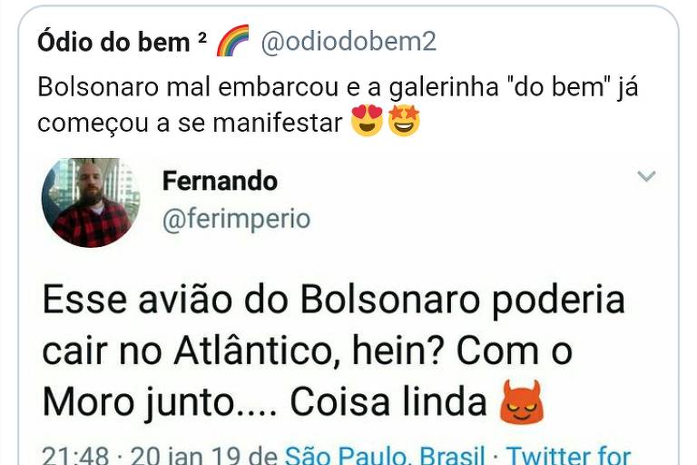 Bolsonaro compartilha comentário sobre sua viagem 