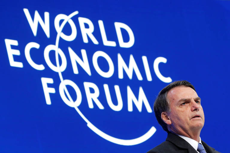 O presidente da República, Jair Bolsonaro, no Fórum Econômico Mundial em Davos, na Suíça
