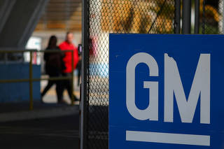 The GM logo is seen at the General Motors plant in Sao Jose dos Campos