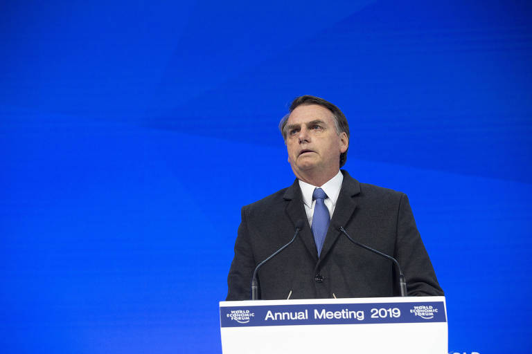 O presidente da República, Jair Bolsonaro, durante sua participação em Davos, em janeiro deste ano