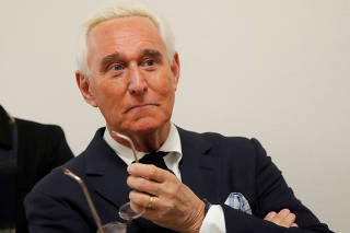 FILE PHOTO: Political operative Roger Stone waits for the testimony of Google CEO Sundar Pichai at a House Judiciary Committee hearing 