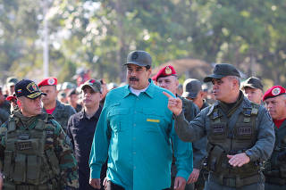 Venezuela's President Nicolas Maduro takes part in a military exercise in Valencia